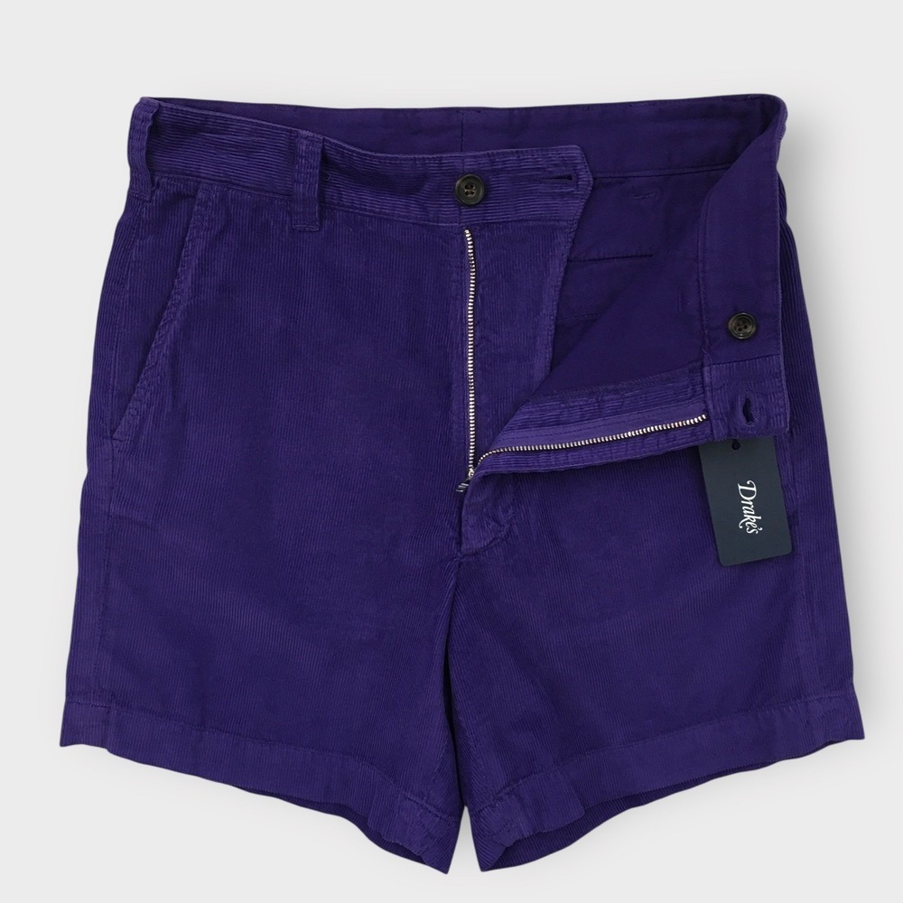 NEW! Drake's Corduroy Shorts Purple Fatigue‎ Casual Summer Menswear Size 29